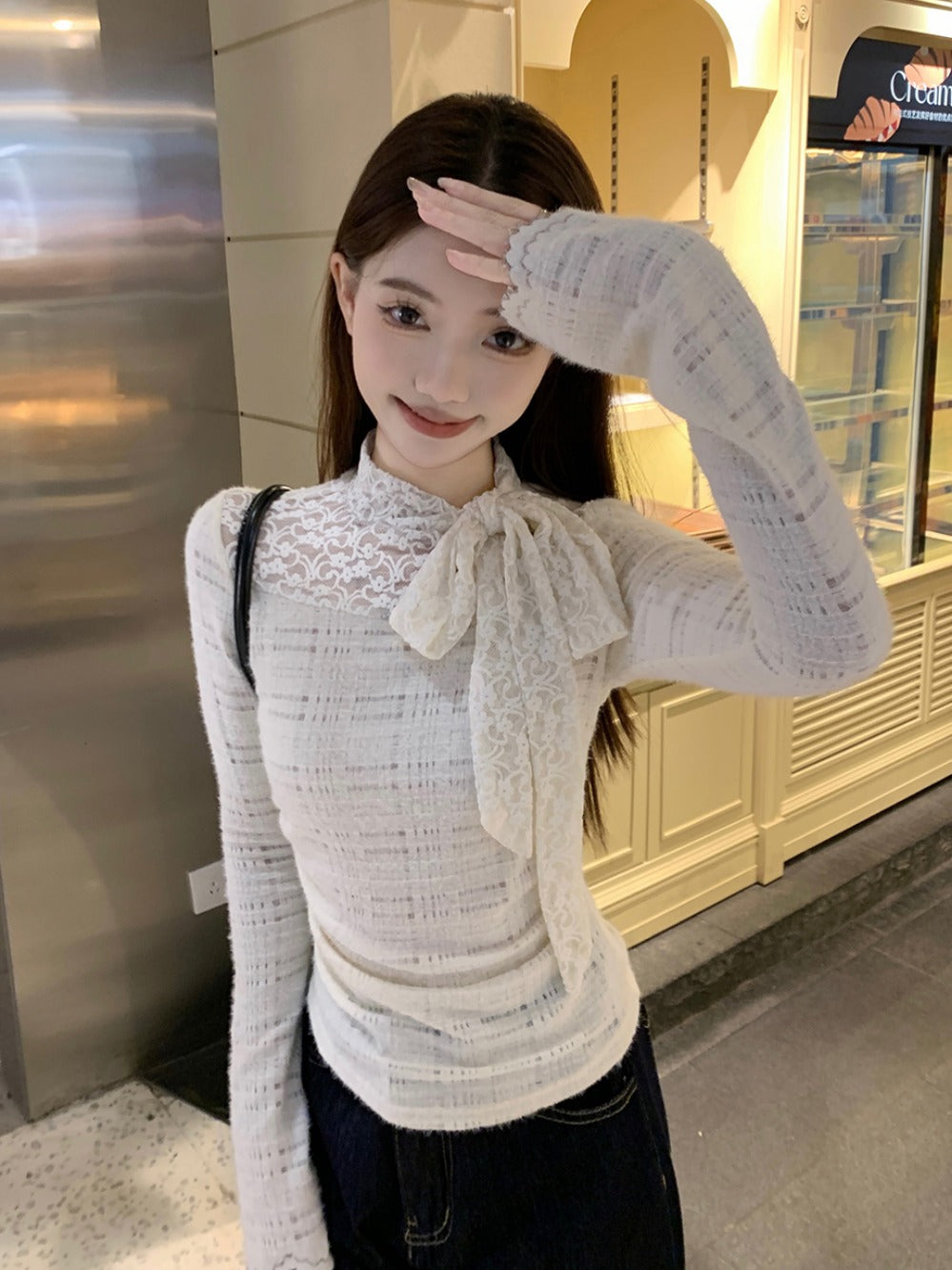 【tops】リボン長袖TシャツG24051