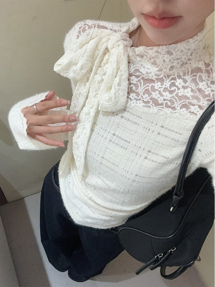 【tops】リボン長袖TシャツG24051