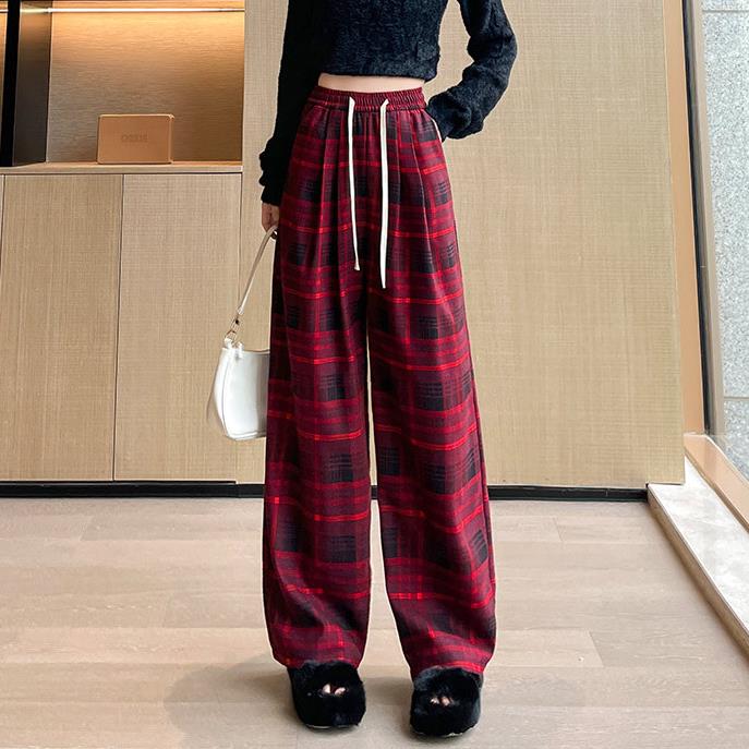 【bottoms】チェック柄ガウチョパンツF8293