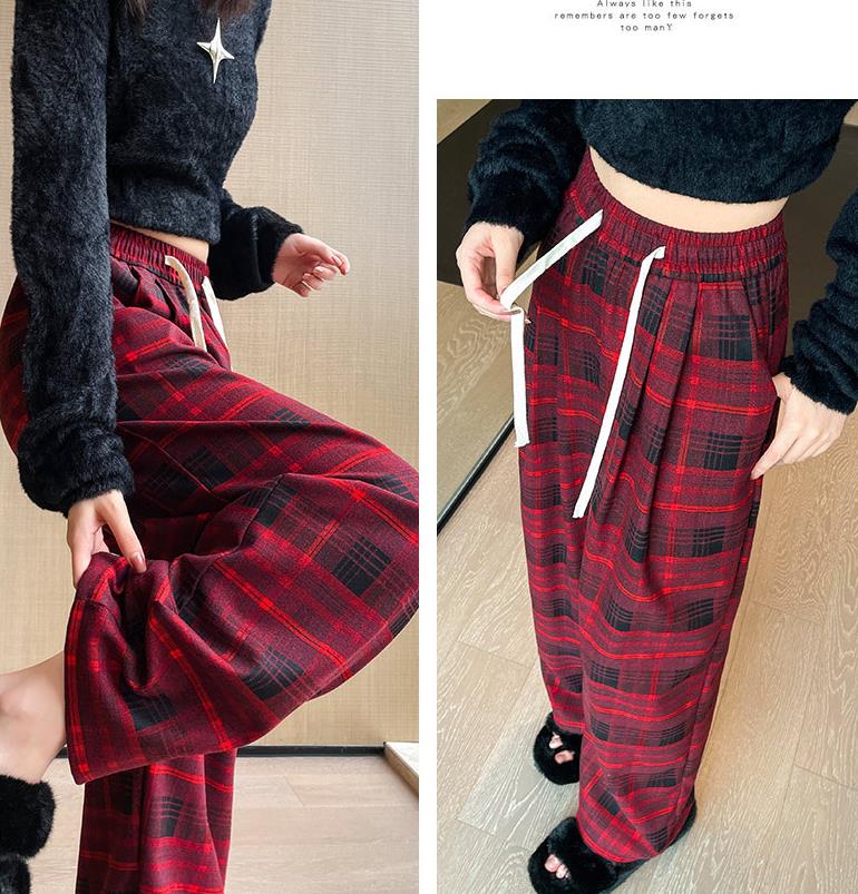 【bottoms】チェック柄ガウチョパンツF8293