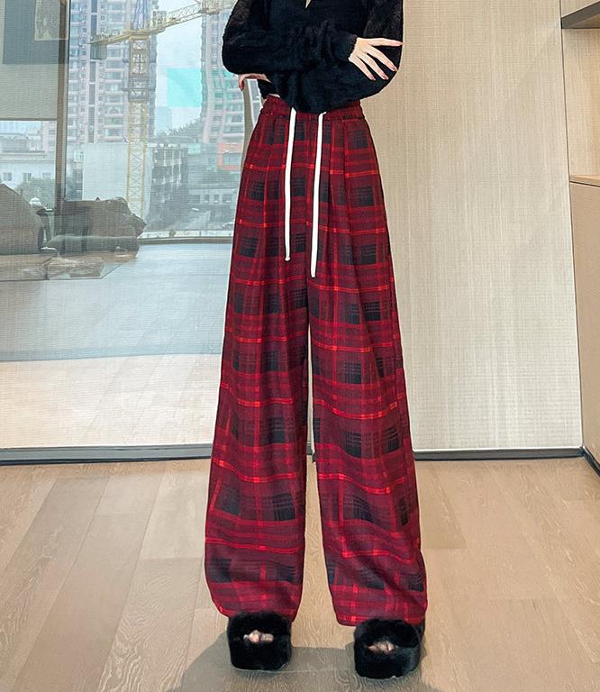 【bottoms】チェック柄ガウチョパンツF8293