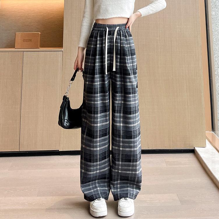 【bottoms】チェック柄ガウチョパンツF8293