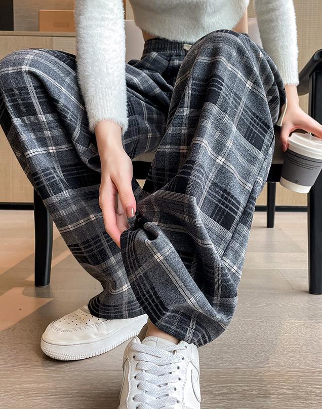 【bottoms】チェック柄ガウチョパンツF8293