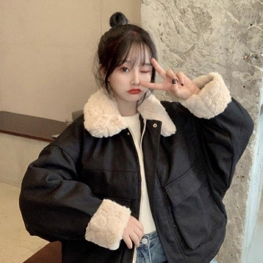 【outer】ラムズウール冬ショート丈コートG24065