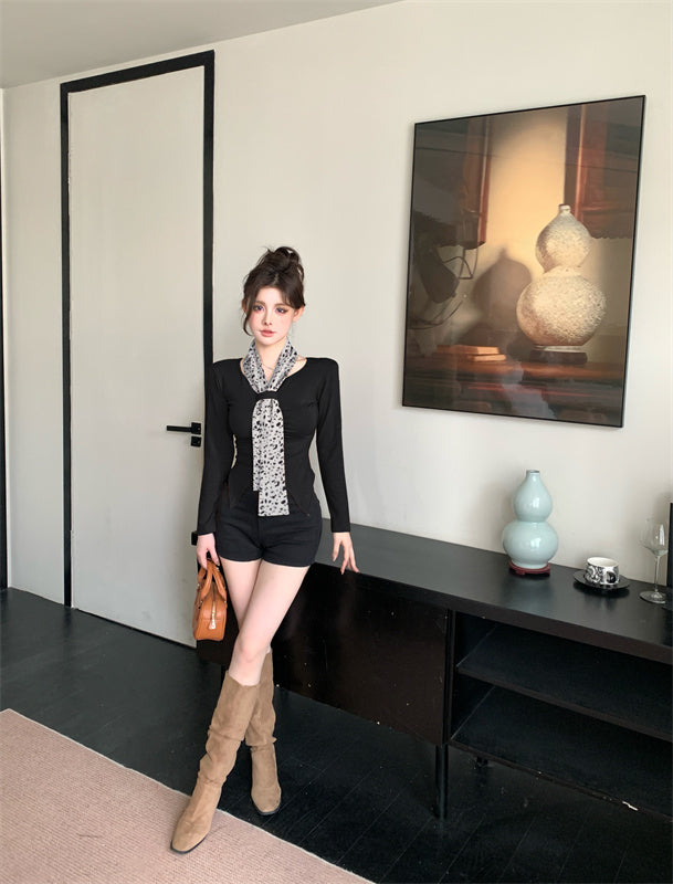 【tops】ヒョウ柄秋冬長袖TシャツG24090