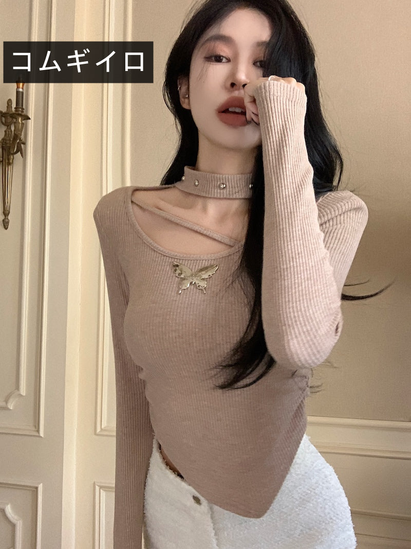 【tops】透かし彫り長袖TシャツG24092