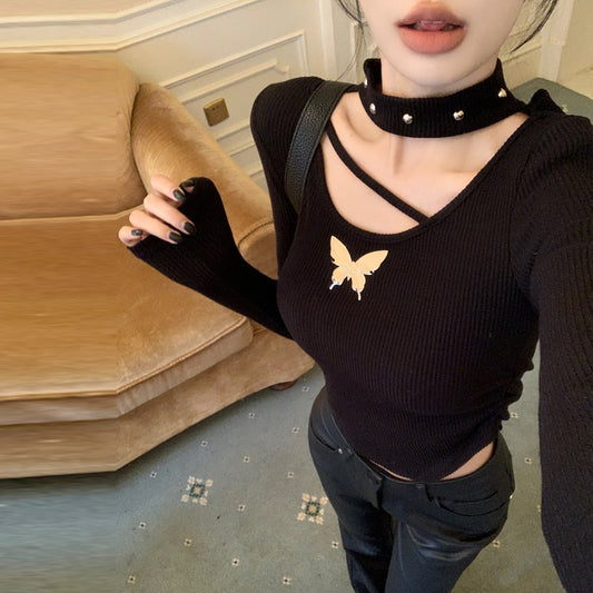 【tops】透かし彫り長袖TシャツG24092