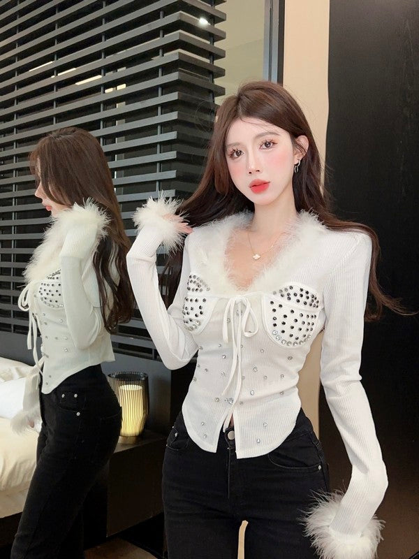 【tops】ダイヤモンド長袖TシャツG24093