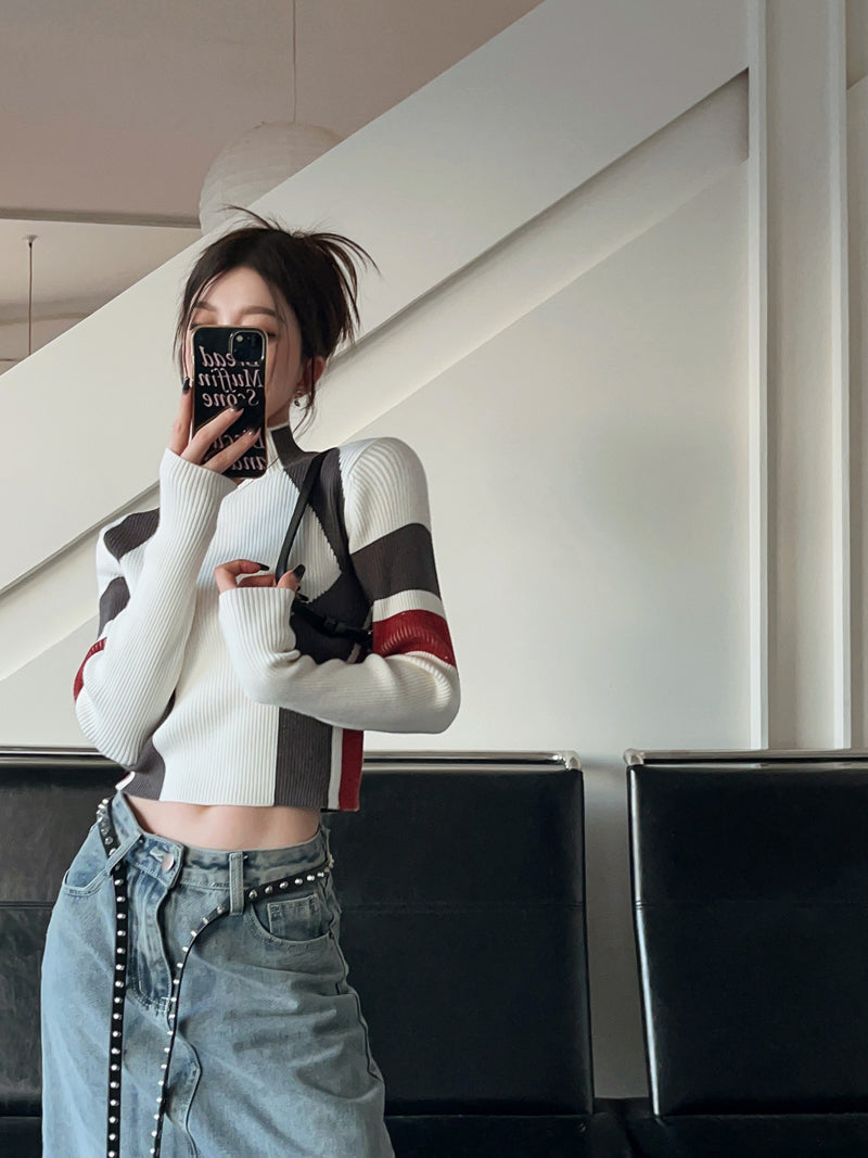 【tops】ハイネック秋冬長袖ニットG24104