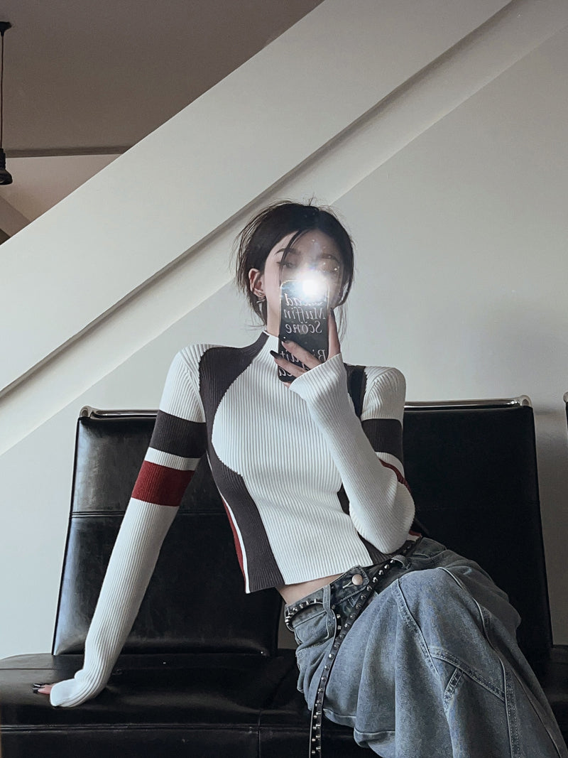 【tops】ハイネック秋冬長袖ニットG24104