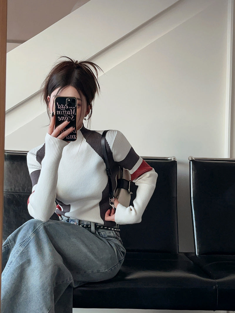 【tops】ハイネック秋冬長袖ニットG24104