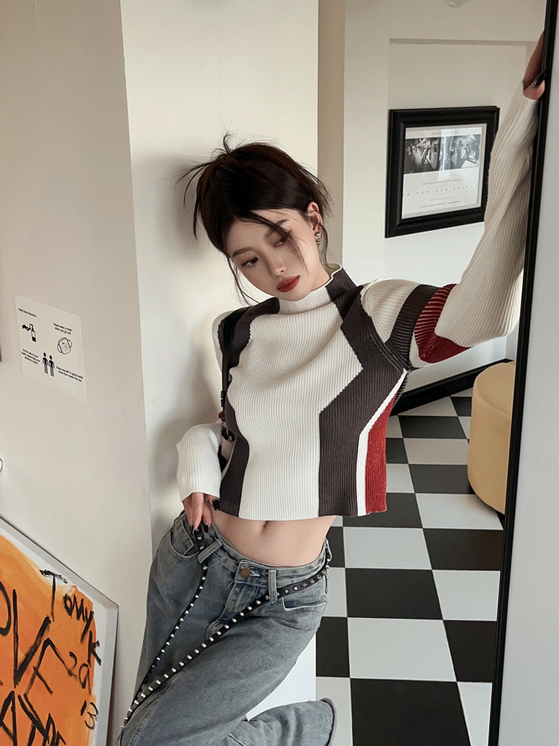 【tops】ハイネック秋冬長袖ニットG24104