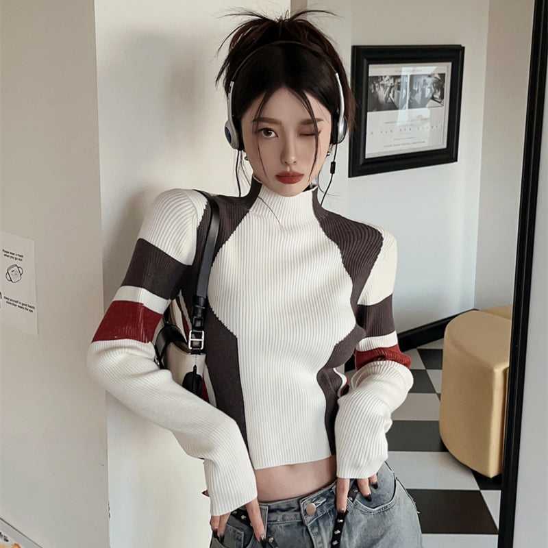 【tops】ハイネック秋冬長袖ニットG24104