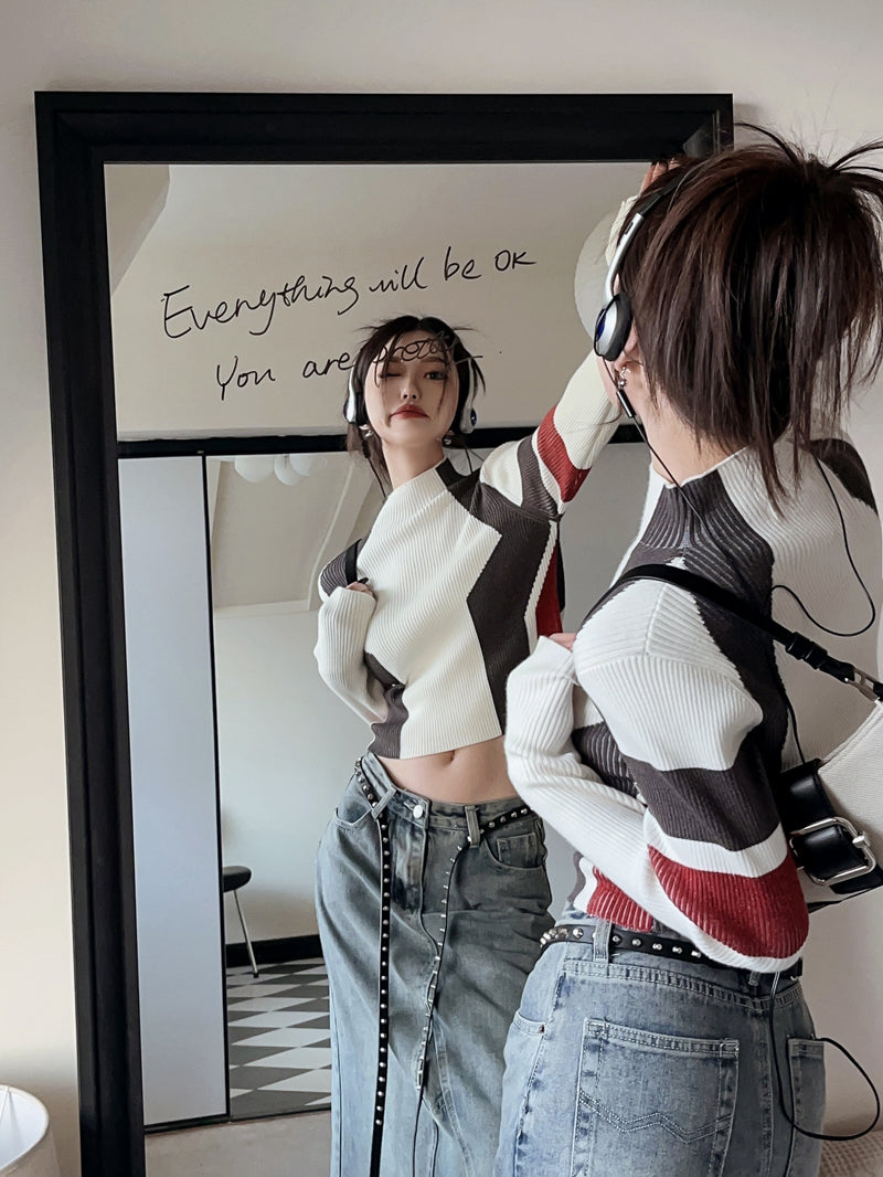 【tops】ハイネック秋冬長袖ニットG24104