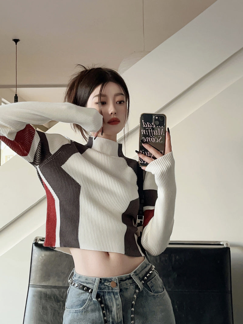 【tops】ハイネック秋冬長袖ニットG24104