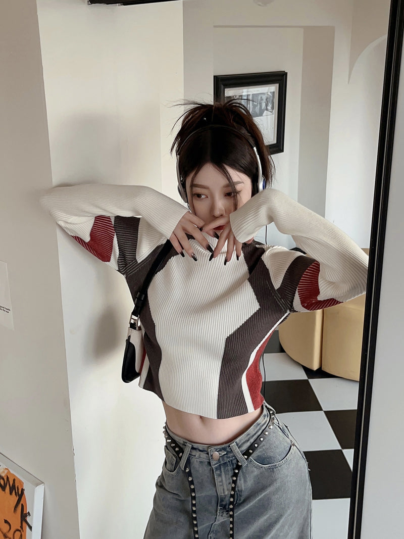 【tops】ハイネック秋冬長袖ニットG24104