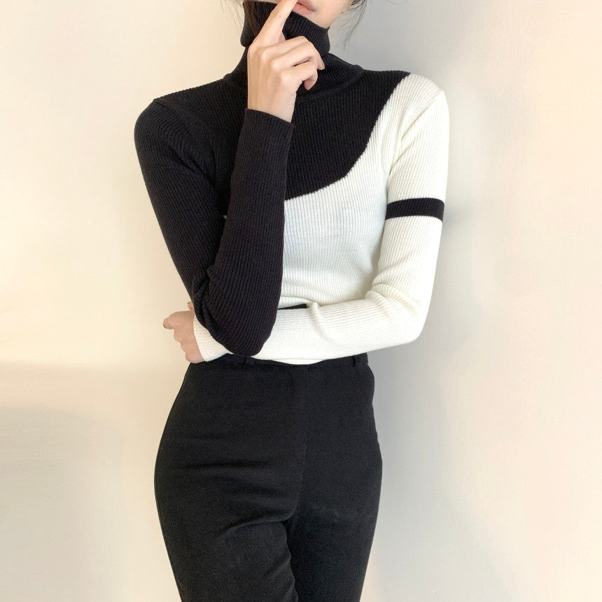 【tops】ハイネック長袖ニットセーターG24105