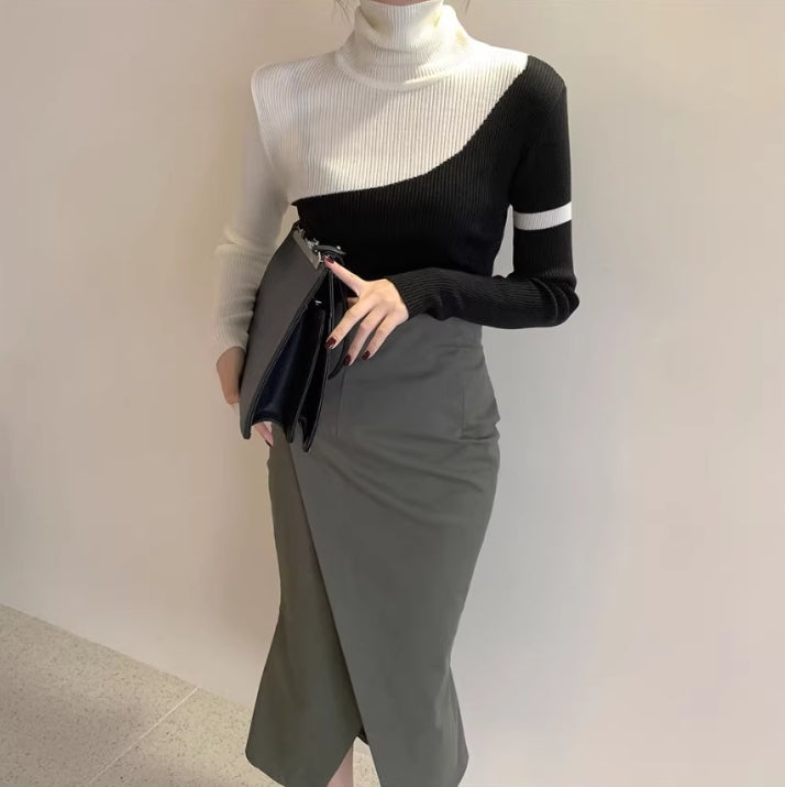 【tops】ハイネック長袖ニットセーターG24105