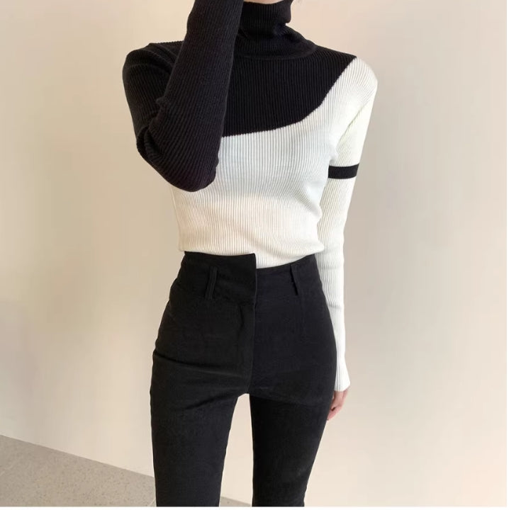 【tops】ハイネック長袖ニットセーターG24105