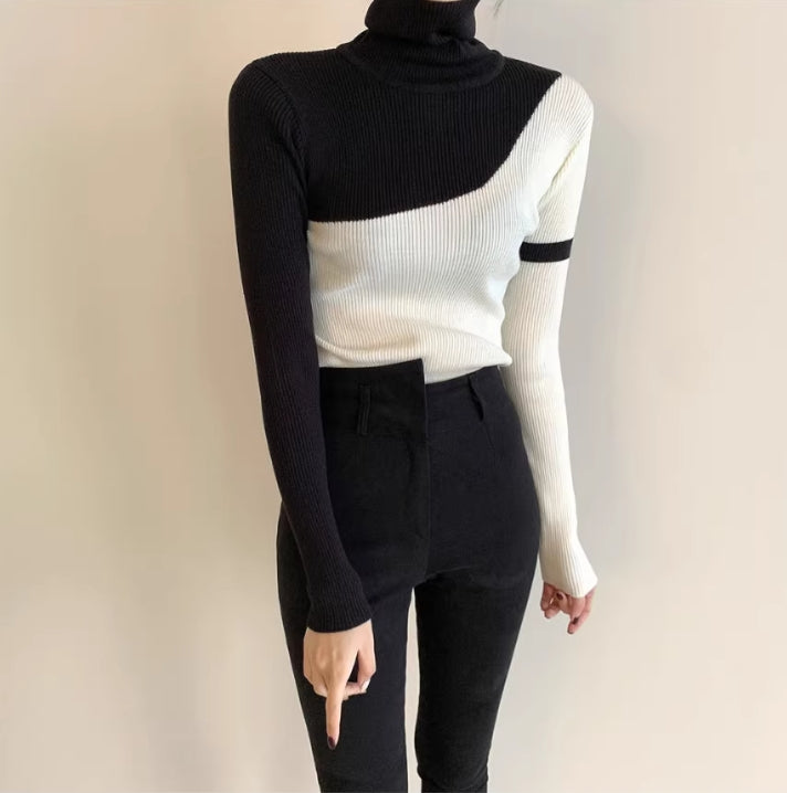 【tops】ハイネック長袖ニットセーターG24105