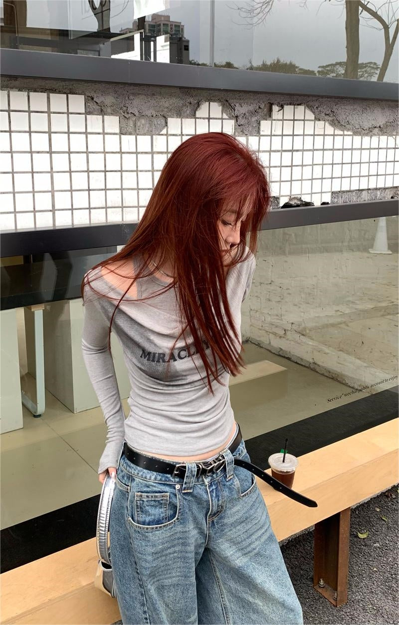 【tops】偽二つ切り替え長袖TシャツG24107