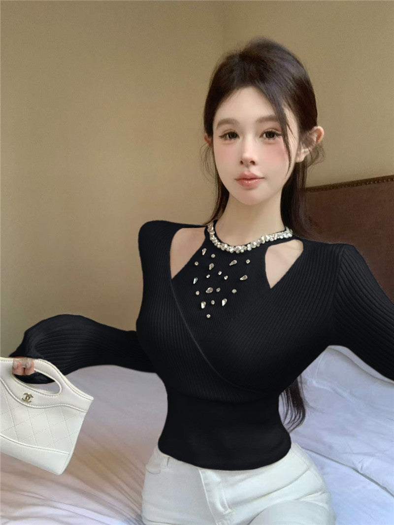 【tops】ダイヤモンド長袖ニットセーターG24108