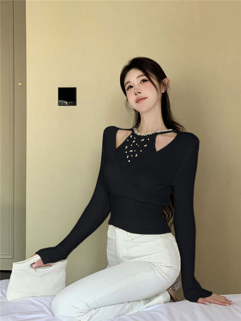 【tops】ダイヤモンド長袖ニットセーターG24108