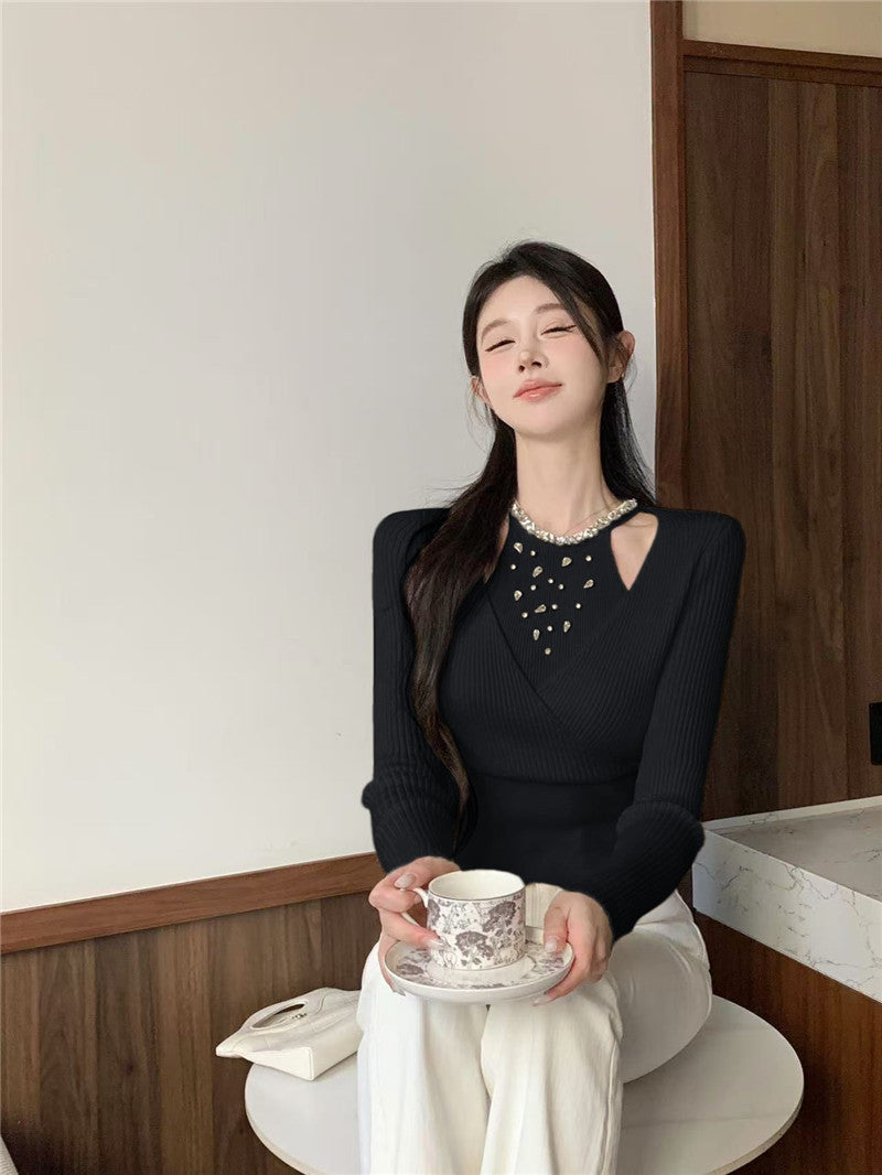 【tops】ダイヤモンド長袖ニットセーターG24108