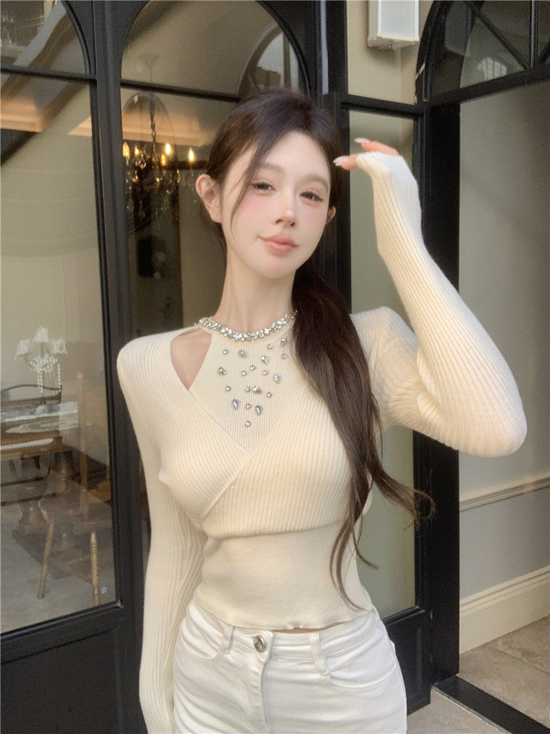 【tops】ダイヤモンド長袖ニットセーターG24108