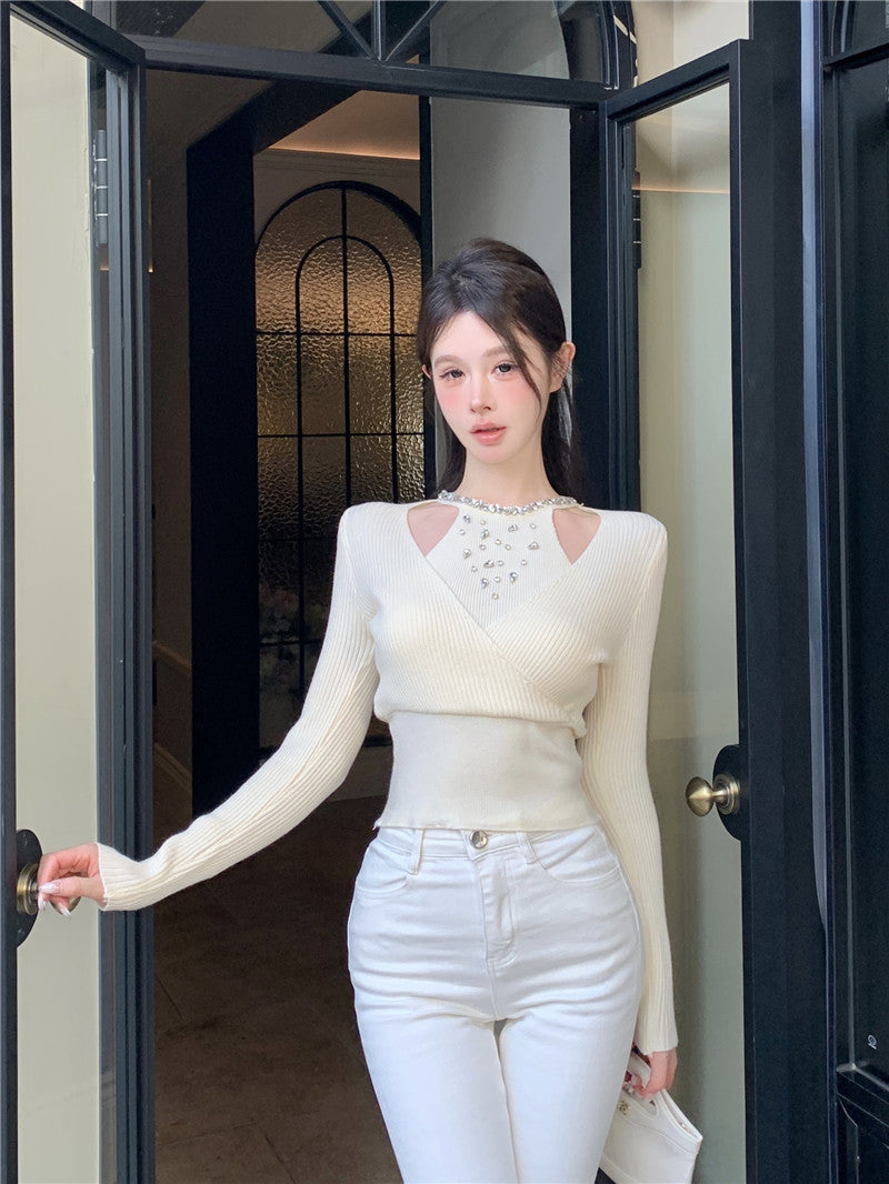 【tops】ダイヤモンド長袖ニットセーターG24108