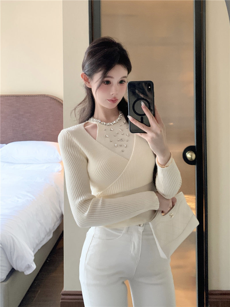 【tops】ダイヤモンド長袖ニットセーターG24108