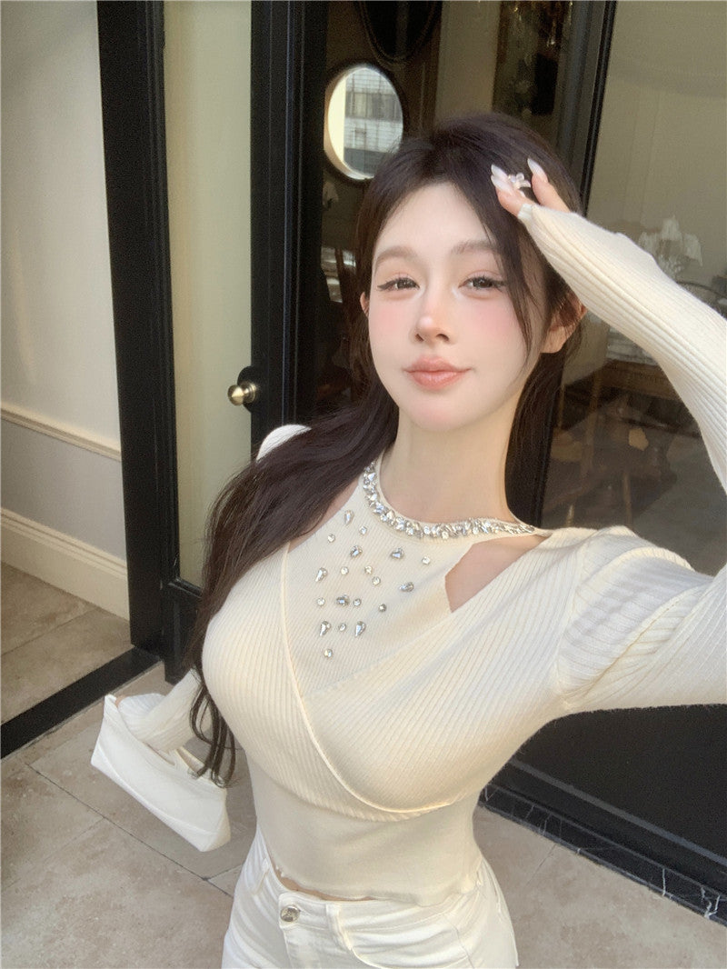 【tops】ダイヤモンド長袖ニットセーターG24108