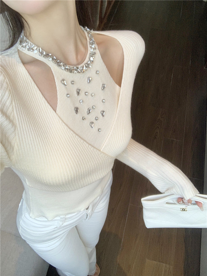 【tops】ダイヤモンド長袖ニットセーターG24108