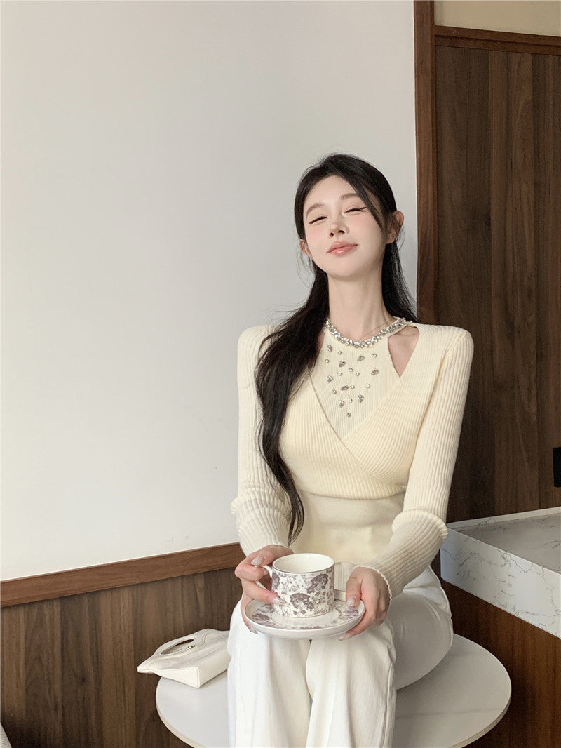 【tops】ダイヤモンド長袖ニットセーターG24108