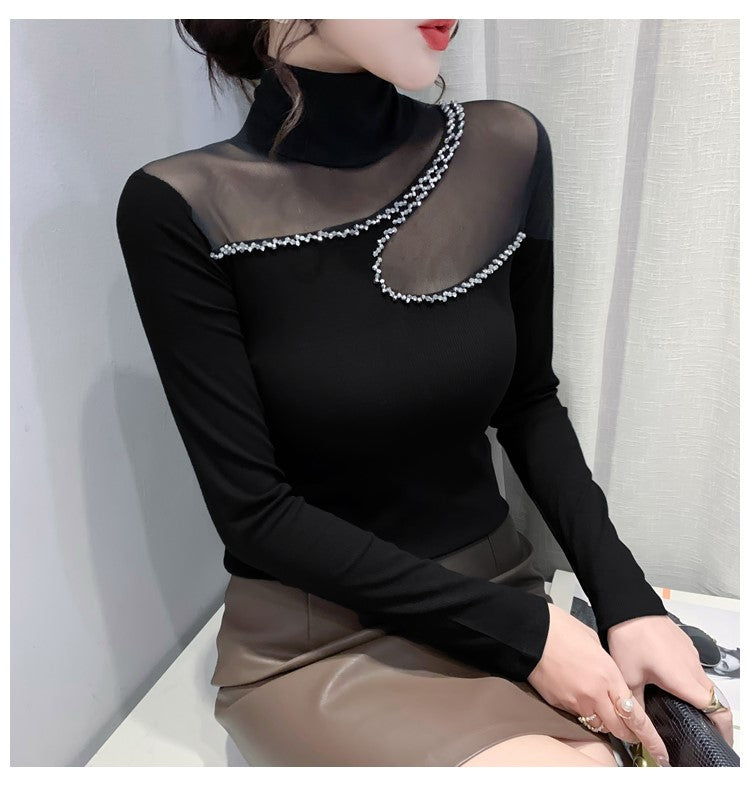 【tops】メッシュ切り替え長袖TシャツG24111