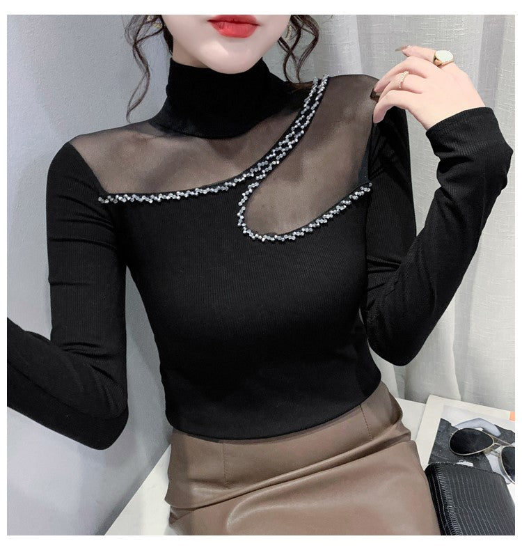 【tops】メッシュ切り替え長袖TシャツG24111