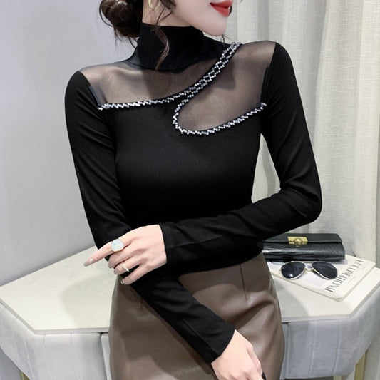 【tops】メッシュ切り替え長袖TシャツG24111