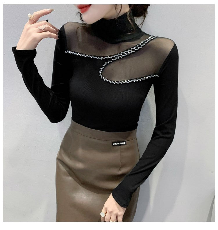 【tops】メッシュ切り替え長袖TシャツG24111