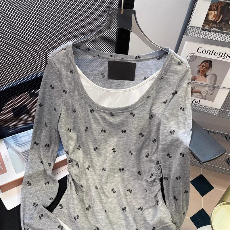 【tops】偽二つ切り替え長袖TシャツG24116