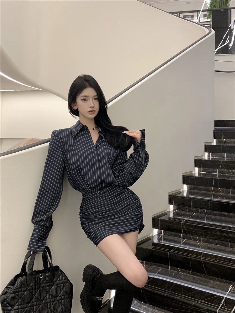 【dress】長袖シャツワンピースG24117