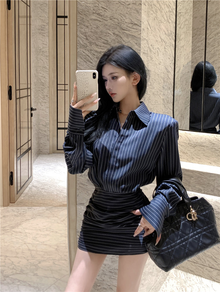 【dress】長袖シャツワンピースG24117