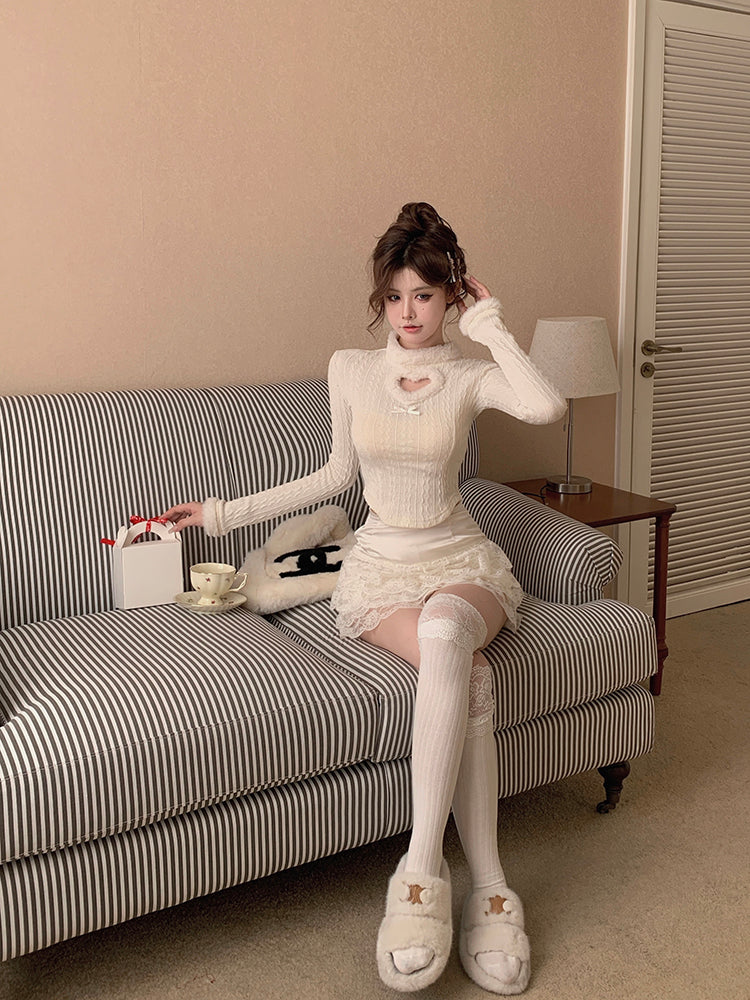 【tops】透かし彫りニットセーターG24120