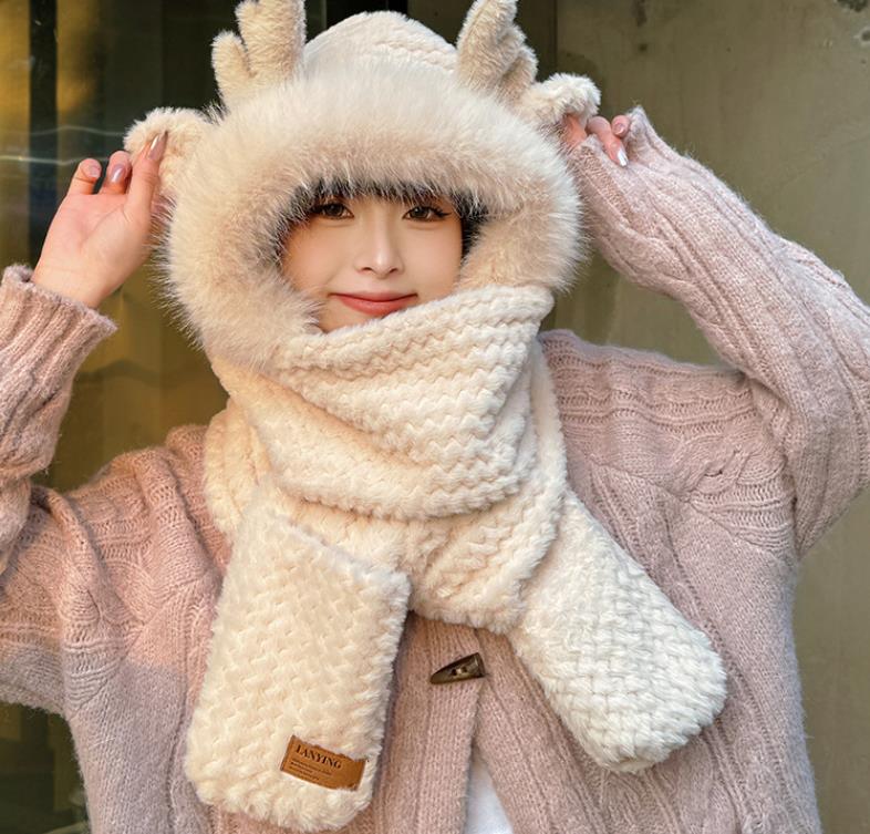 【小物】あったか一体化帽子F8311