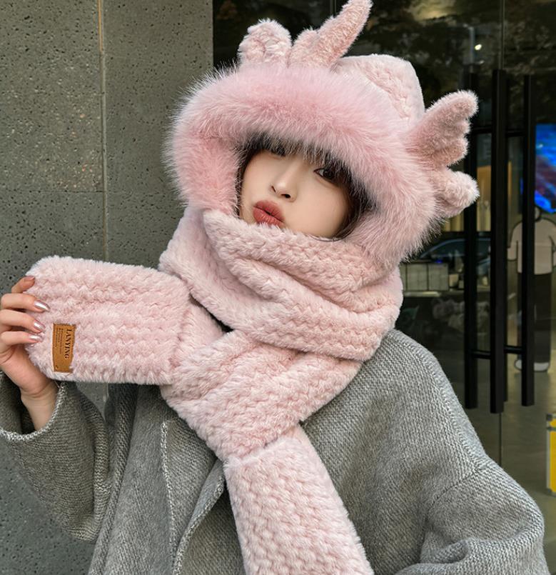 【小物】あったか一体化帽子F8311