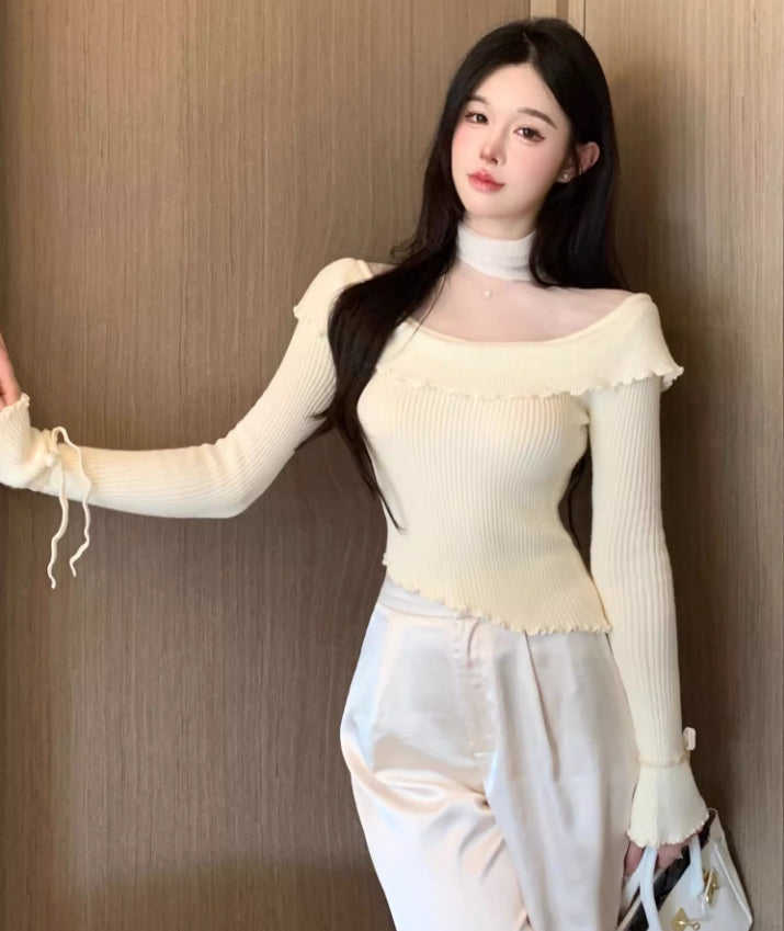 【tops】メッシュ切り替えニットG24123