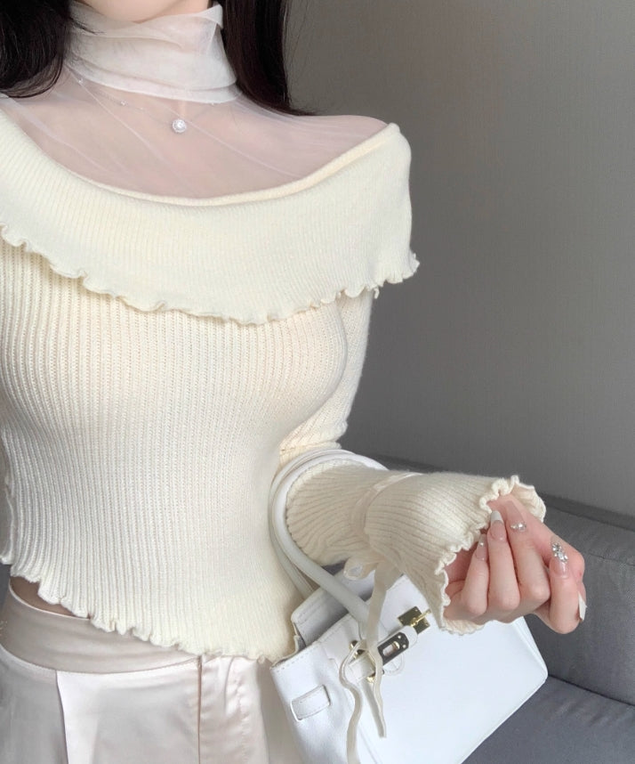 【tops】メッシュ切り替えニットG24123