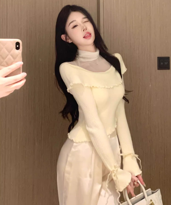 【tops】メッシュ切り替えニットG24123