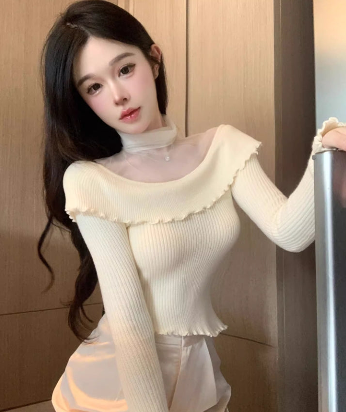 【tops】メッシュ切り替えニットG24123