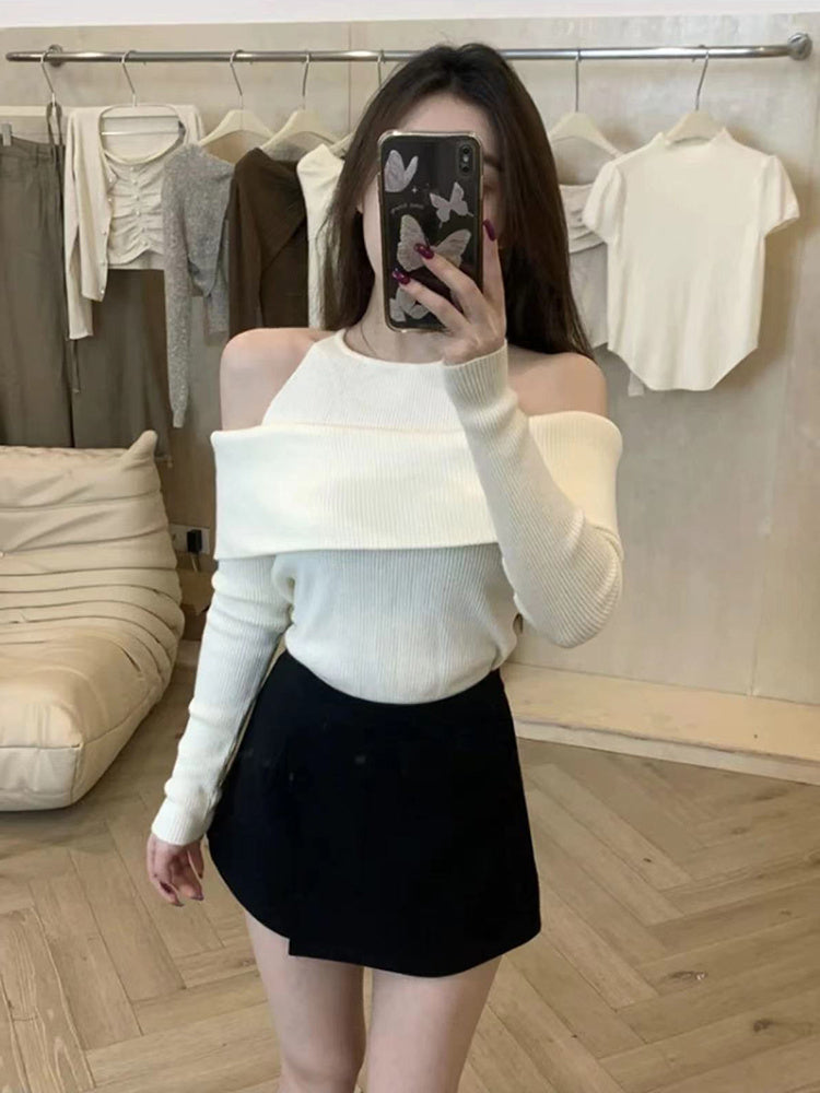 【tops】偽二つ切り替えニットトップスG24125