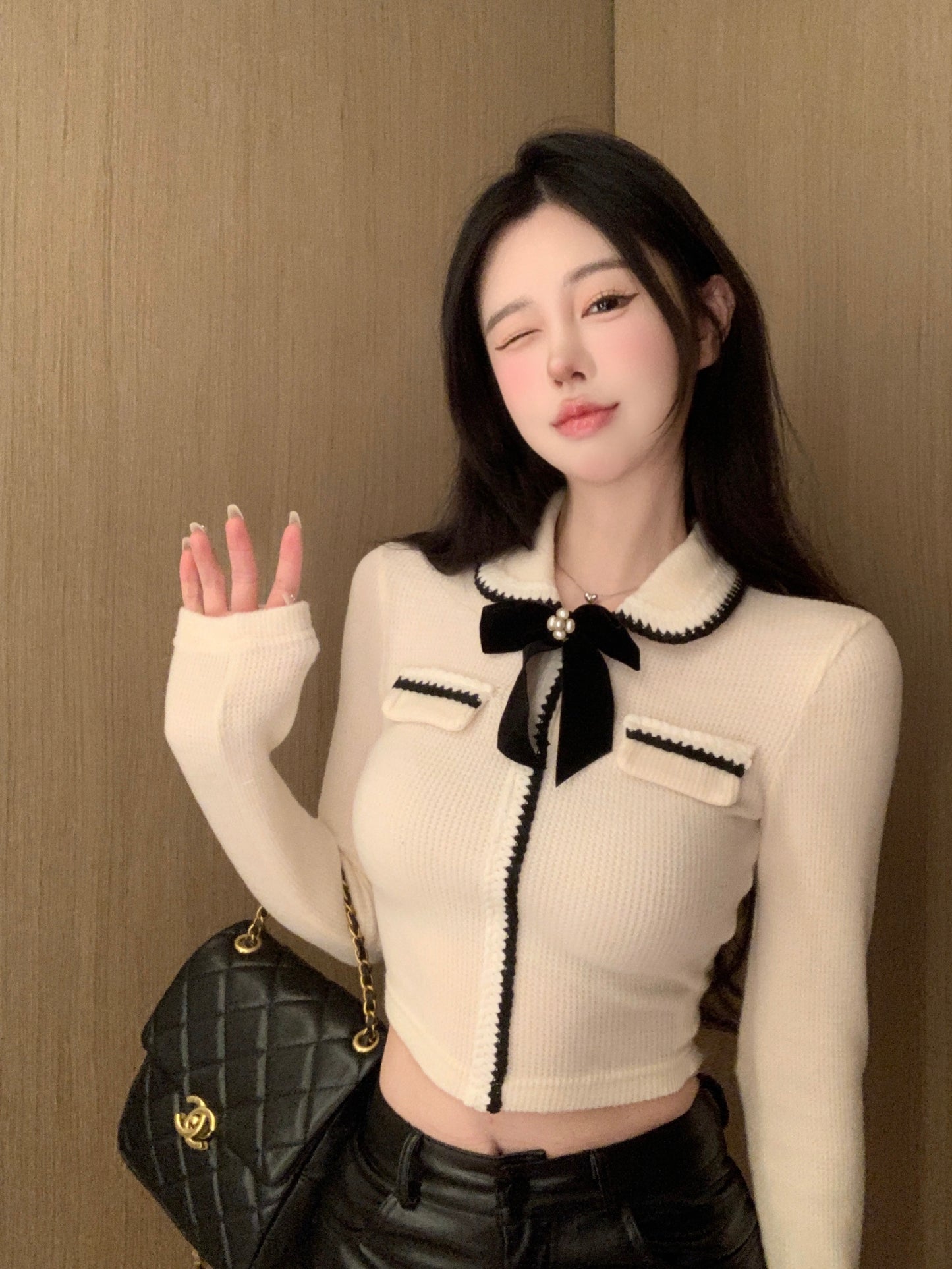 【tops】リボンニットトップスG24127